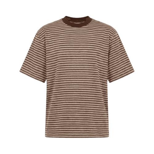 camiseta masculina de algodão manga curta listrada marrom