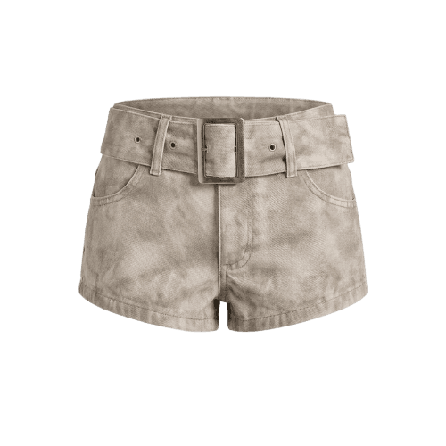 micro short cintura baixa com cinto