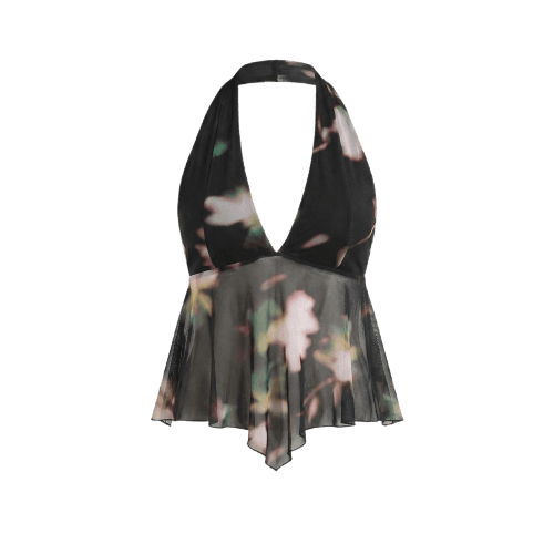 Blusa Frente Única Tule Estampado