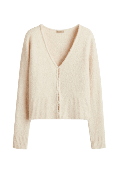 Cardigan em malha bouclé