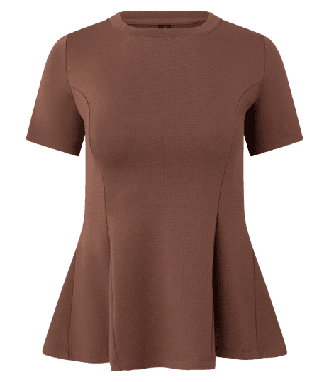 Blusa Peplum em Ponto Roma e Gola Redonda
