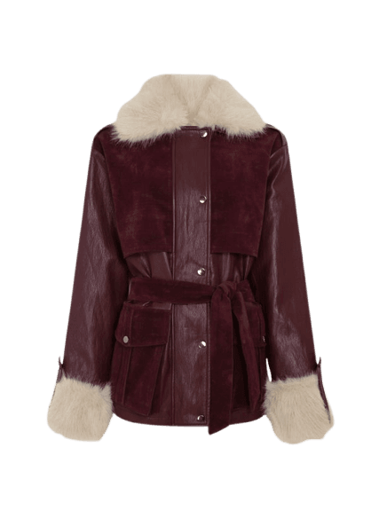 Jaqueta Ampla Mixed Leather John John Feminina