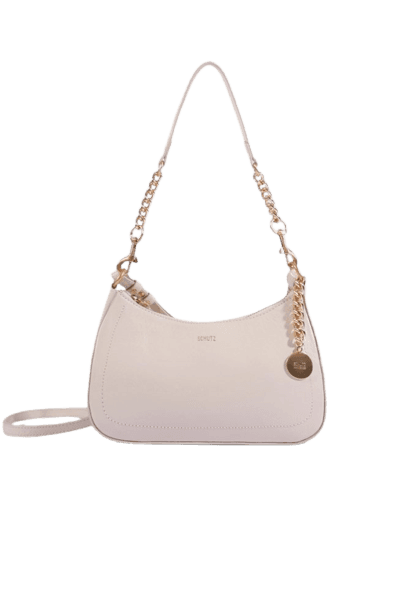 Bolsa Tiracolo Shoulder Elowen Média Couro Branca