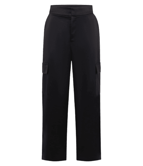 Calça Reta em Tricoline com Bolsos Cargo Laterais