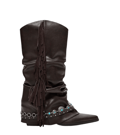 bota cowboy com franja