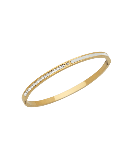 Bracelete Rígido em Metal com Aplicação de Brilhos Dourado